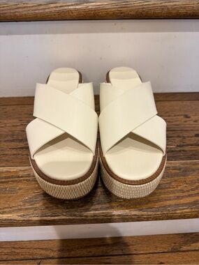 Nordstrom Cream Crisscross Platform Slide Mules